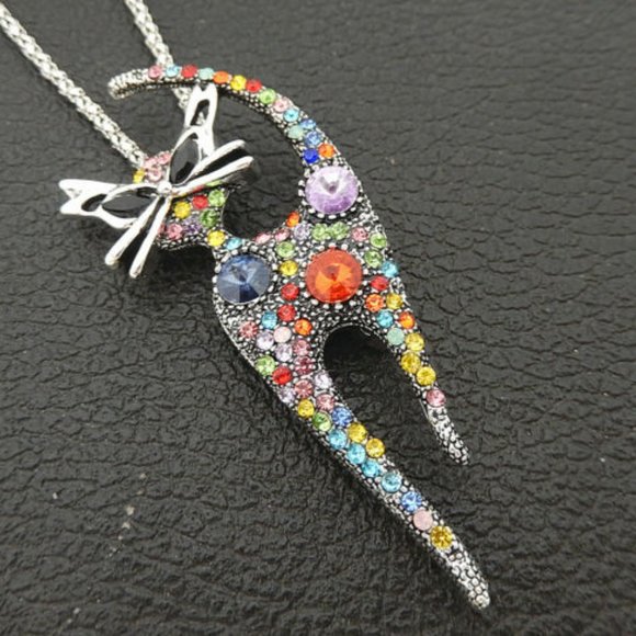 Whimsical Colorful Kitty Cat Necklace / brooch - NWOT - Picture 1 of 7